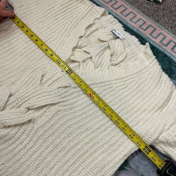 Wildfox Sweater Womens XS White Ivory Knit Braided Distressed Logan Pullover - Picture 5 of 10